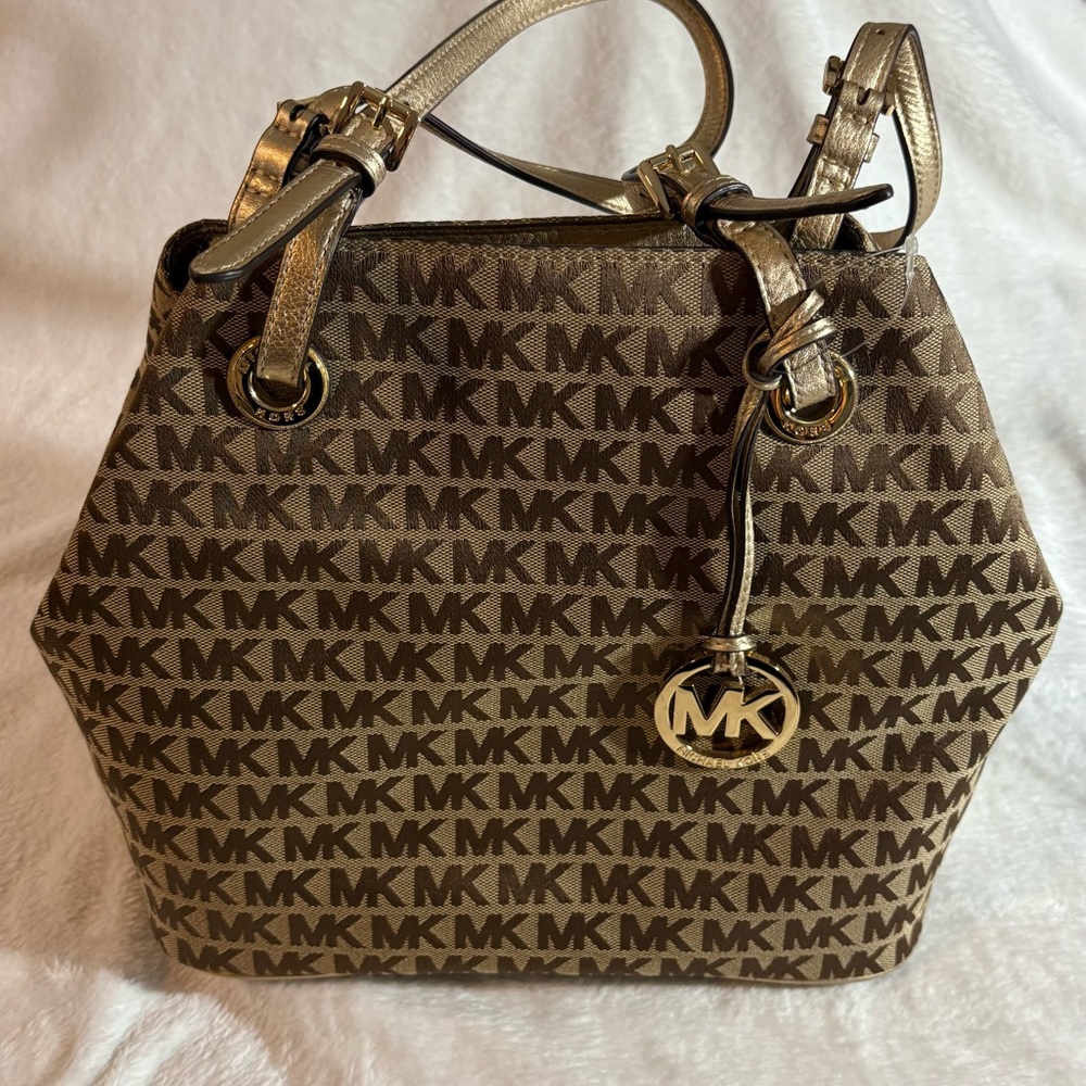Michael Kors Tan and Brown Logo Tote Bag NWOT